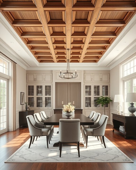 vintage wood coffered ceiling