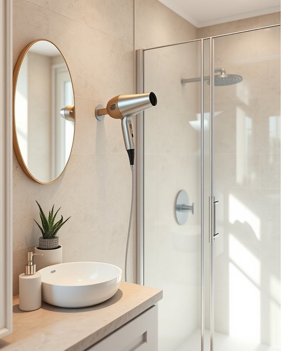 wall mounted hairdryer organization