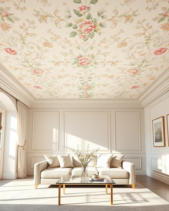 wallpapered ceiling design ideas