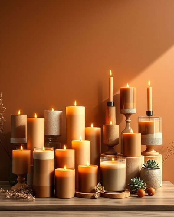 warm brown candle displays