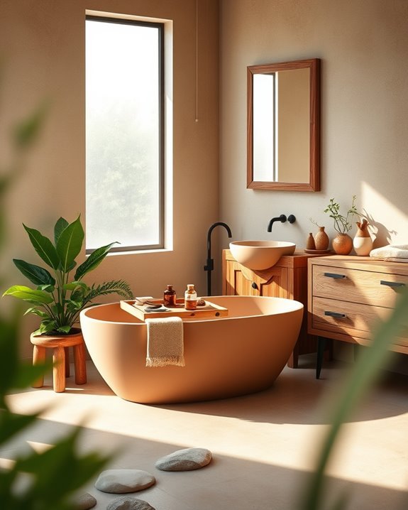 warm earthy bathroom oasis