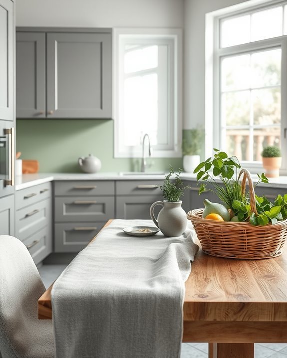 warm grey kitchen textiles