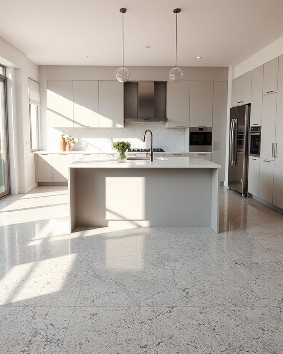 warm grey terrazzo tiles