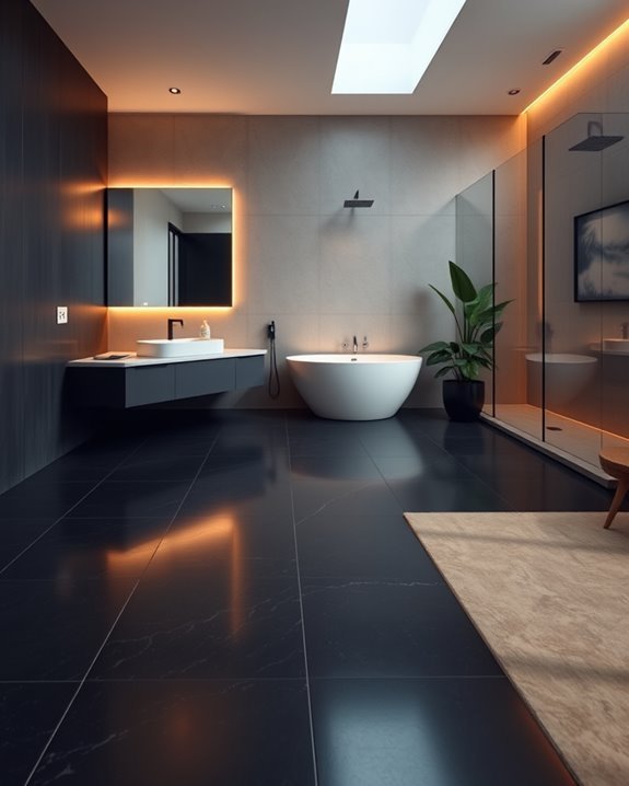 warm inviting bathroom lighting