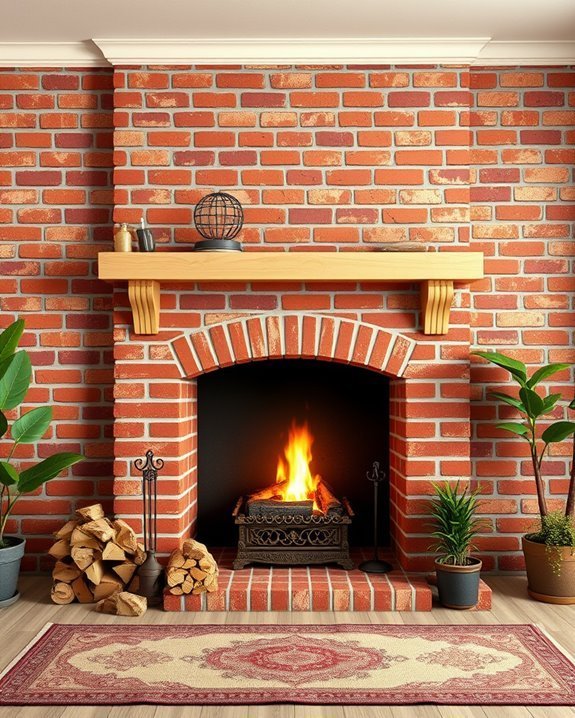 warm inviting brick fireplace