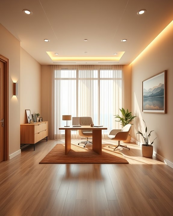 warm inviting office lighting