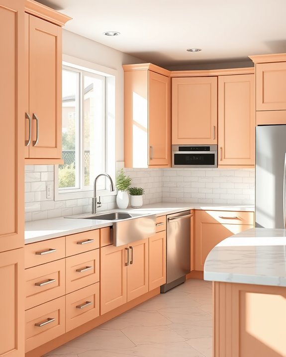warm inviting peach cabinets