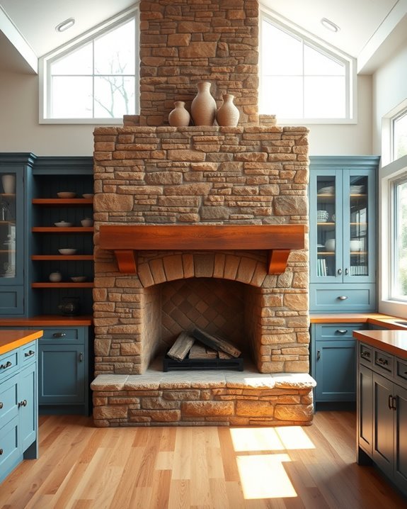 warm inviting stone focal point