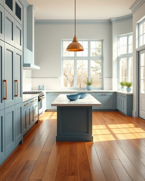 warm wood blue accents