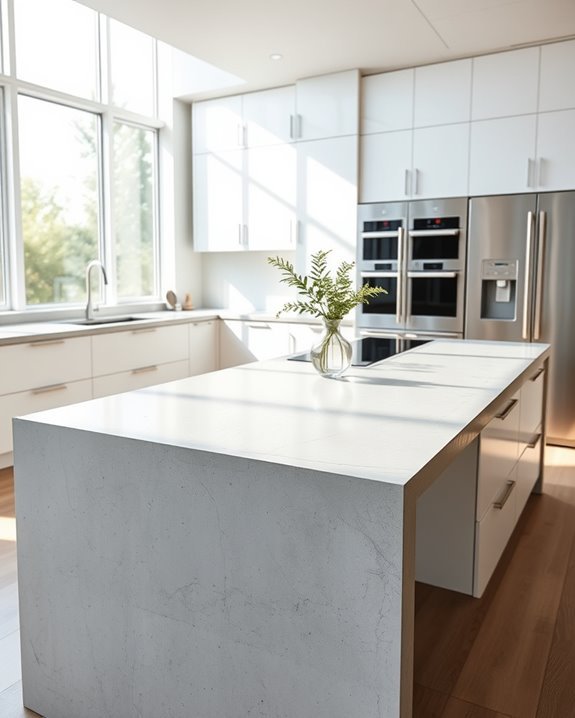 waterfall edge concrete countertops