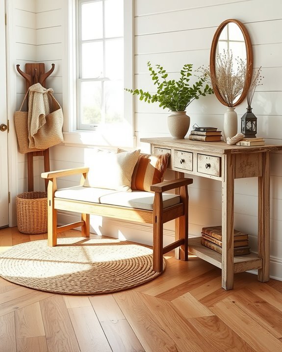welcoming farmhouse entryway decor