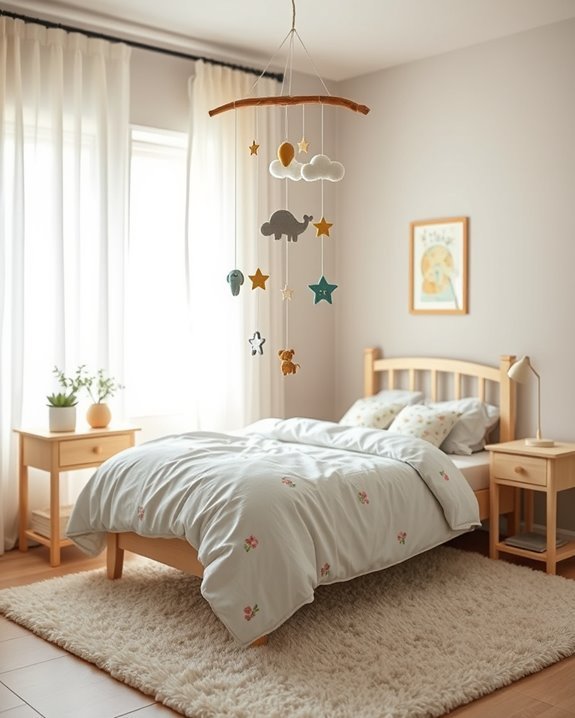 whimsical bedroom mobile decor
