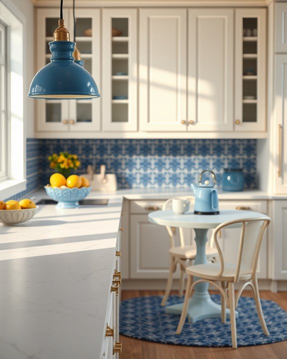 whimsical blue and cream accessories