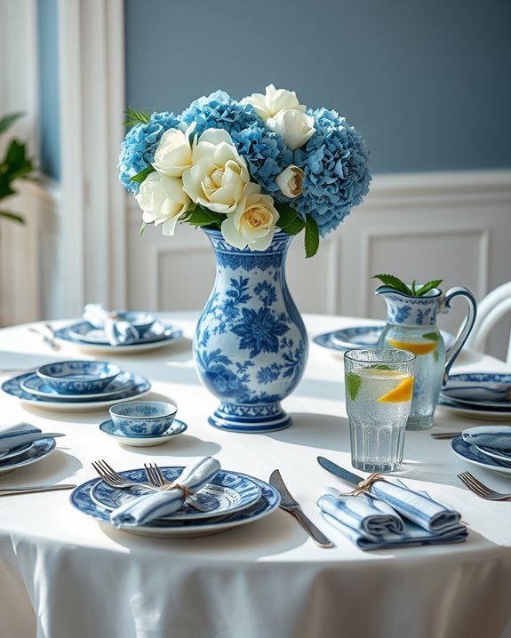 whimsical blue and white decor