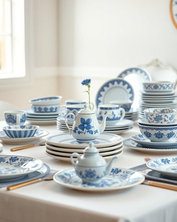 whimsical blue and white dishware