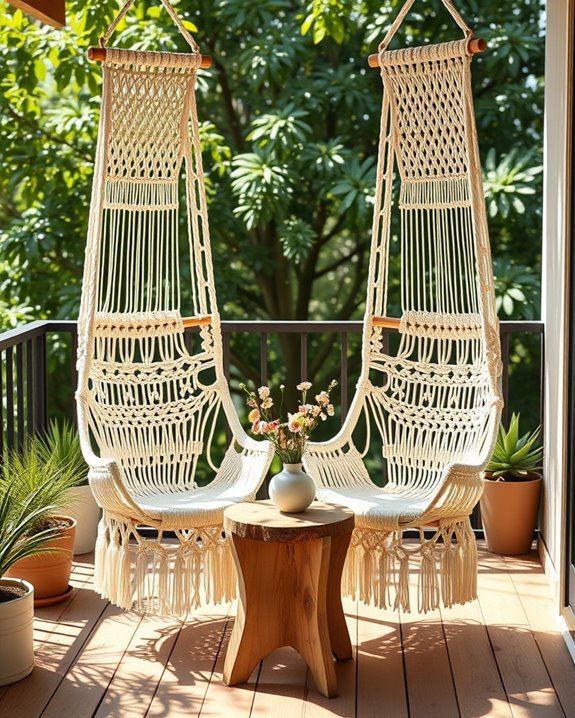 whimsical bohemian macrame chairs