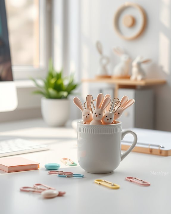 whimsical bunny paper clips