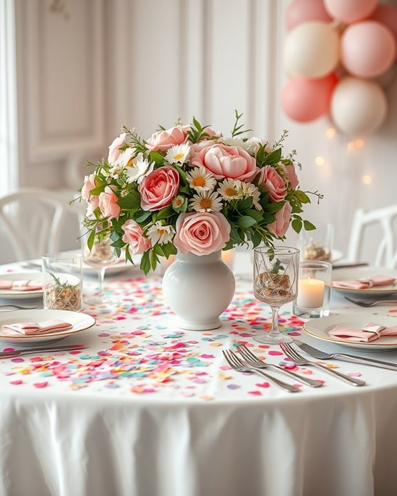 whimsical confetti table decoration