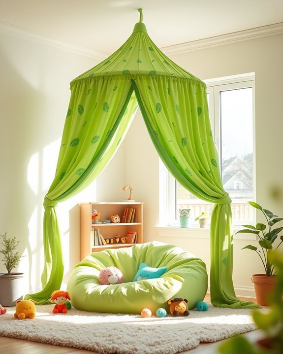 whimsical green canopy decor