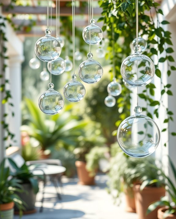 whimsical hanging glass orbs