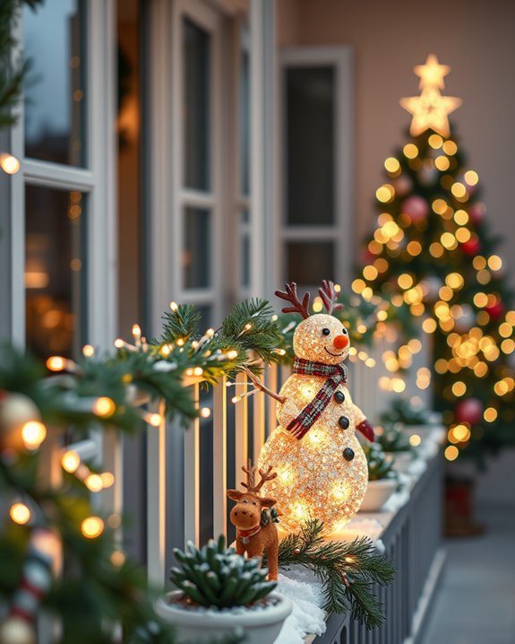 whimsical holiday balcony decor