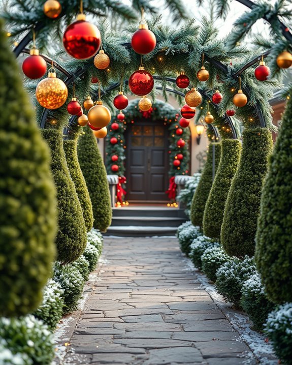 whimsical holiday bauble pathway