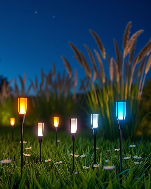 whimsical illuminated garden stakes
