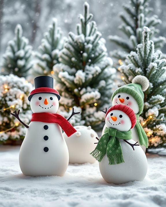 whimsical snowman family cutouts