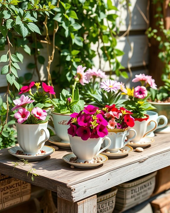 whimsical teacup planter displays
