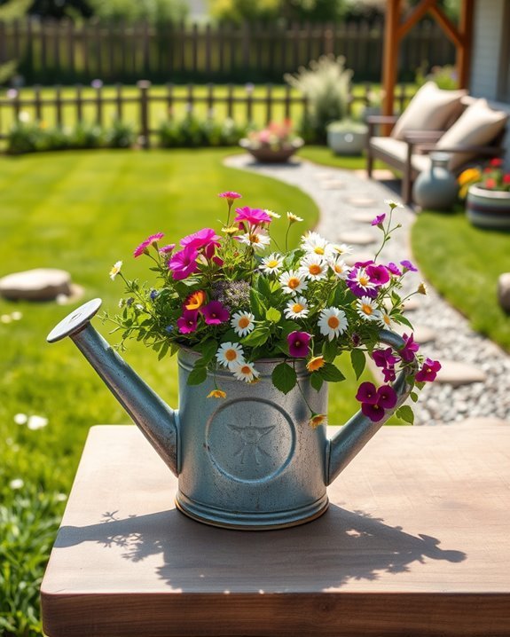 whimsical watering can planter