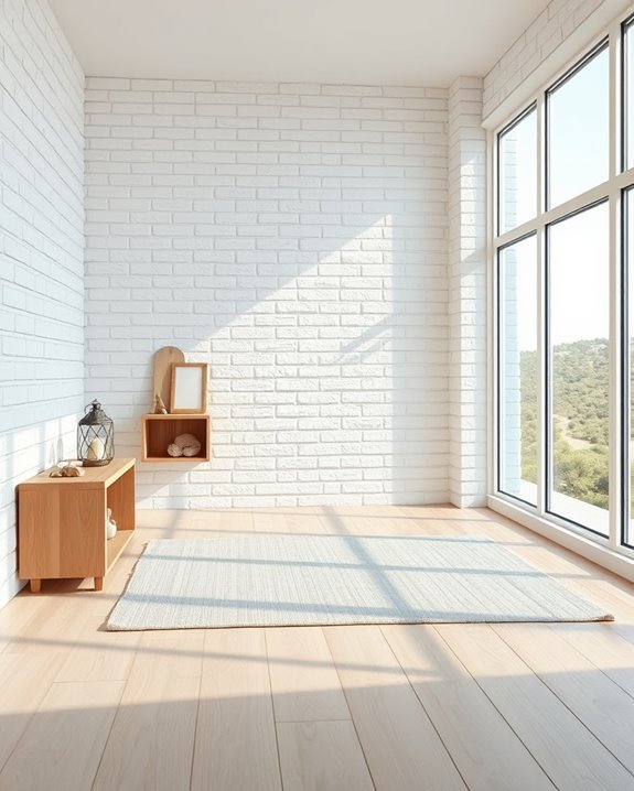 whitewashed brick coastal decor