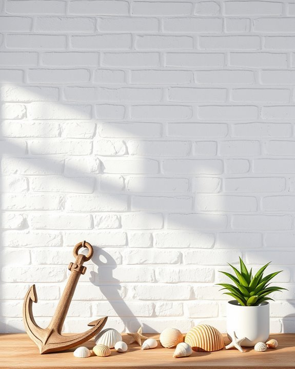 whitewashed brick coastal decor