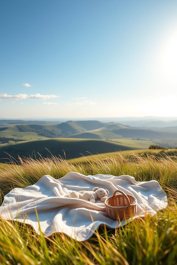 windy hilltop baby shoot