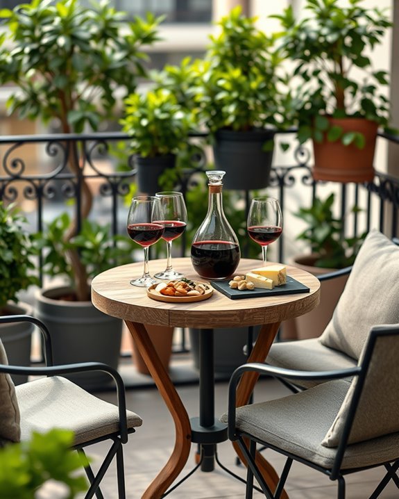 wine tasting balcony setup