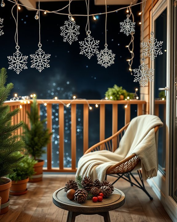 wintry balcony ornament display