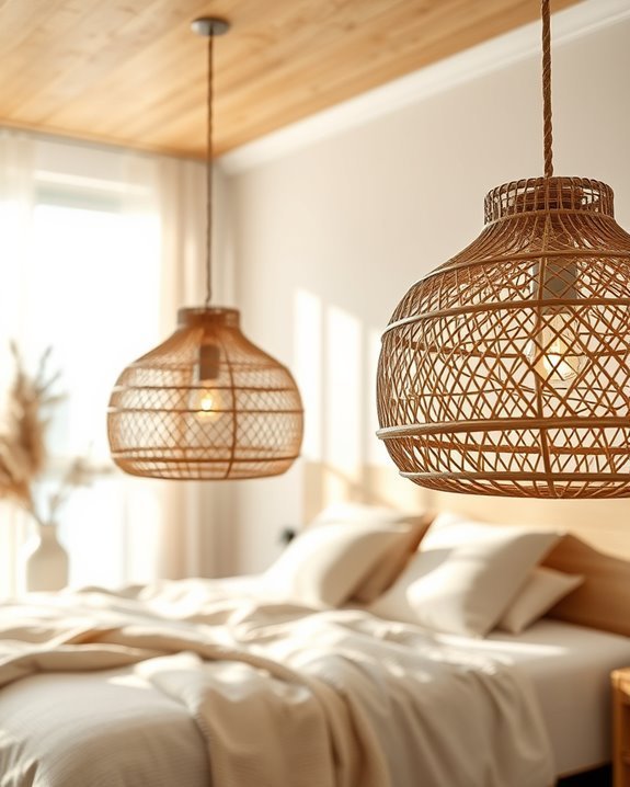 woven rattan hanging lamps
