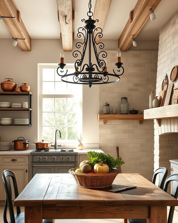 wrought iron enhances kitchen warmth