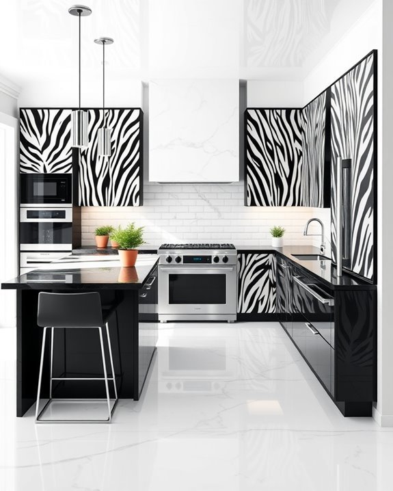 zebra stripes kitchen decor