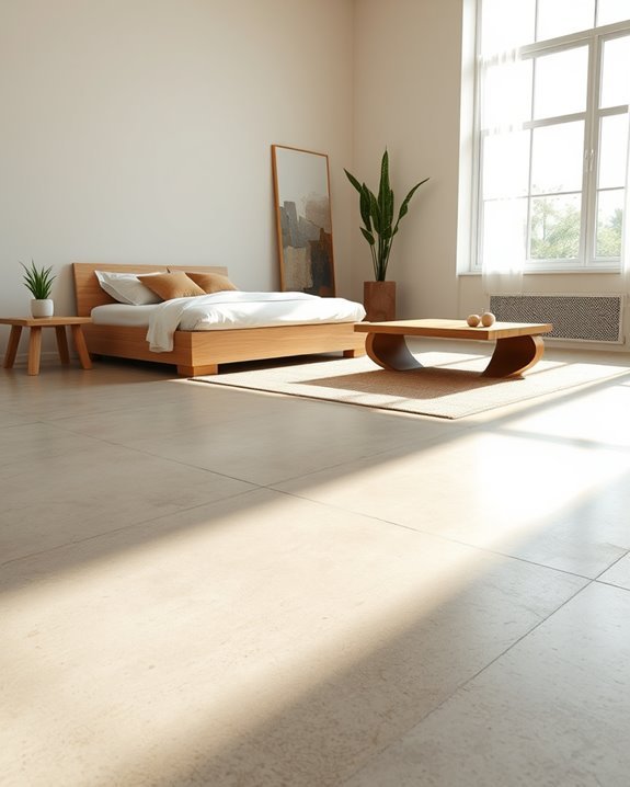 zen concrete bedroom design